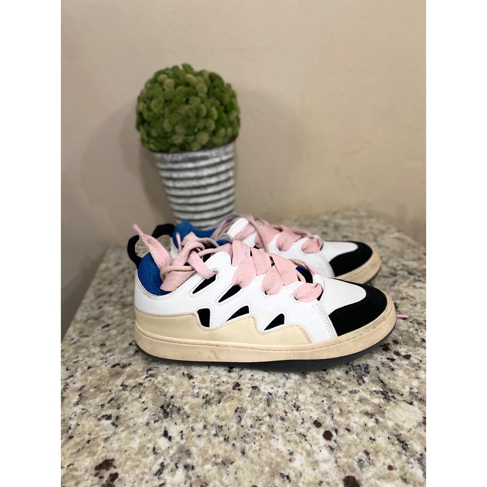 Steve Madden Mens‎ Chunky Skate Sneakers White Black Pink Oversized Laces